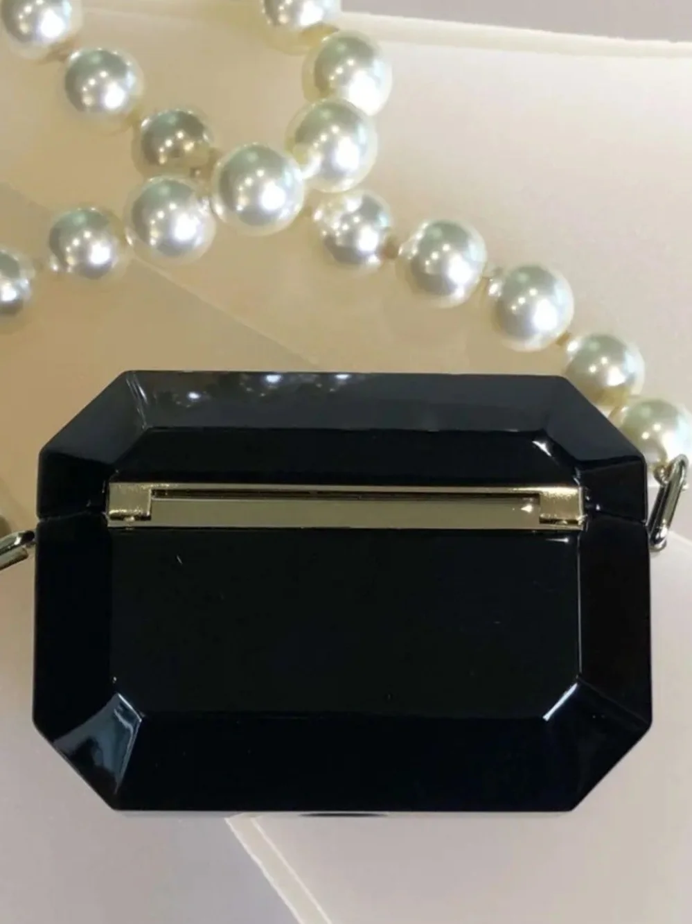 VIP Precision Black and Pearl Crystal CC Pendant Necklace